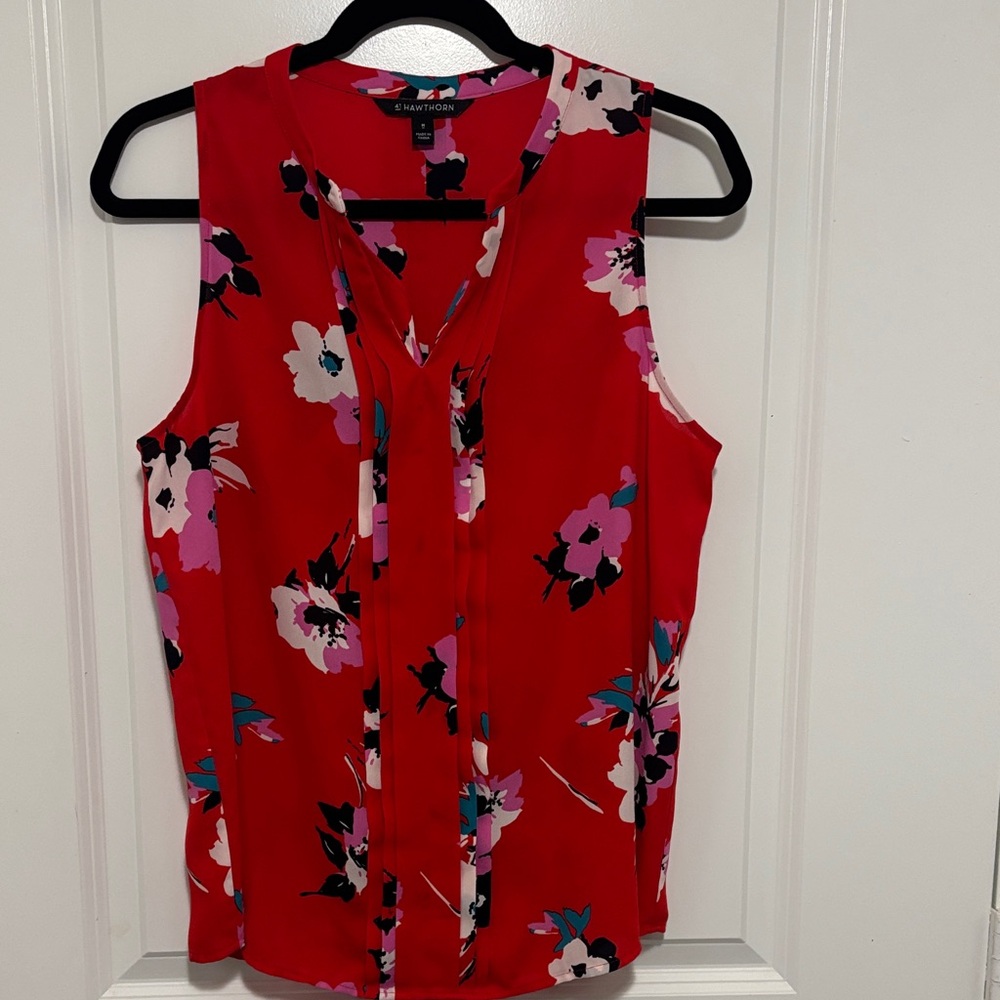 41 Hawthorn Red and Pink Floral Blouse